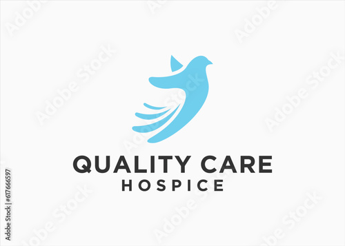 bird with hands logo design vector silhouette illustration