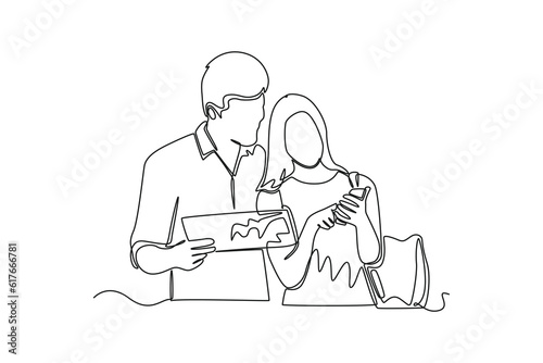 Continuous one line drawing Search web concept. Single line draw design vector graphic illustration.