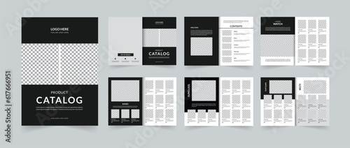 Product Catalog design template in black and white or Company product catalouge