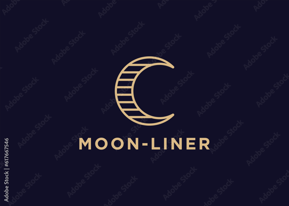 crescent moon logo design vector silhouette illustration