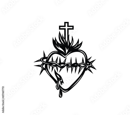 Sacred Heart of Jesus with circle Light, art vector design