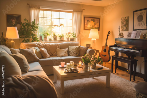 a family room with a sweet and cute color