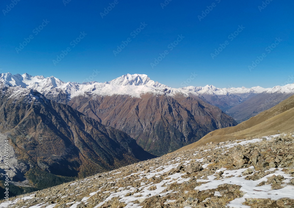 The main Caucasian ridge of the Caucasus mountain system