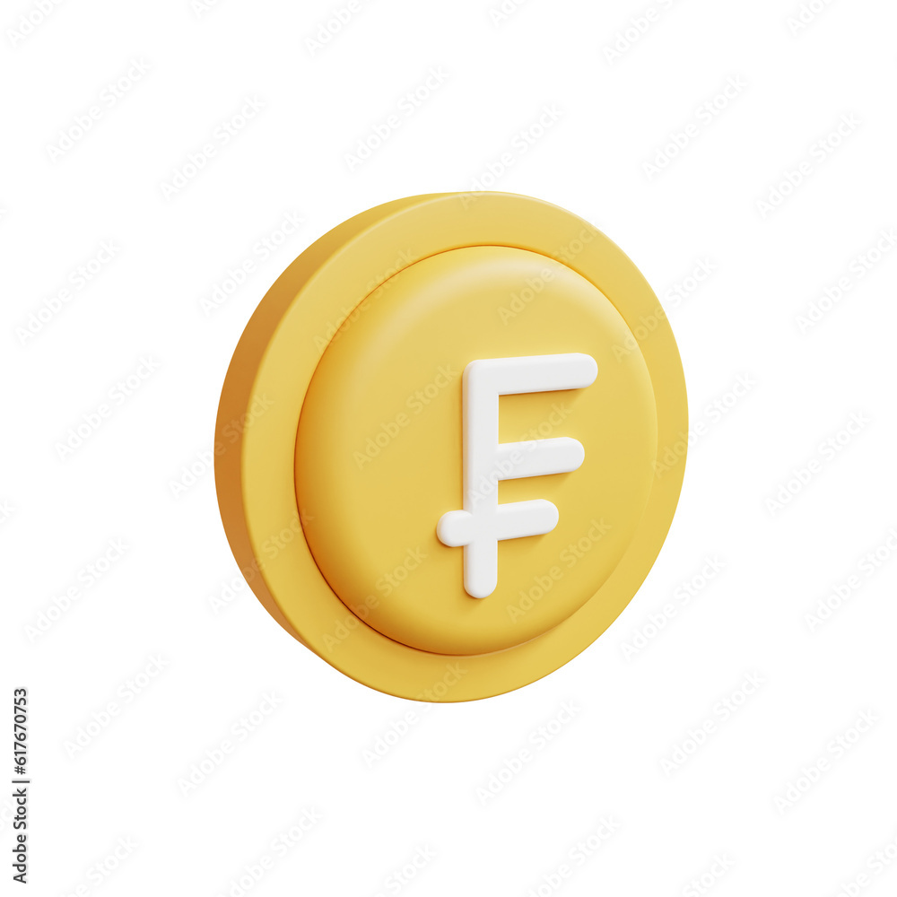 3d Swiss Franc coin 3d Swiss Franc coin