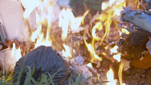 burn waste .global warming effect footage.