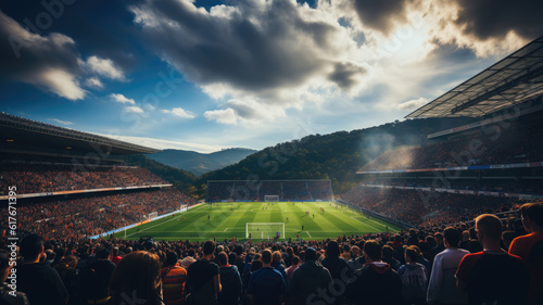 The beauty of a world-class football stadium that is magnificent and grand,ai generative. photo