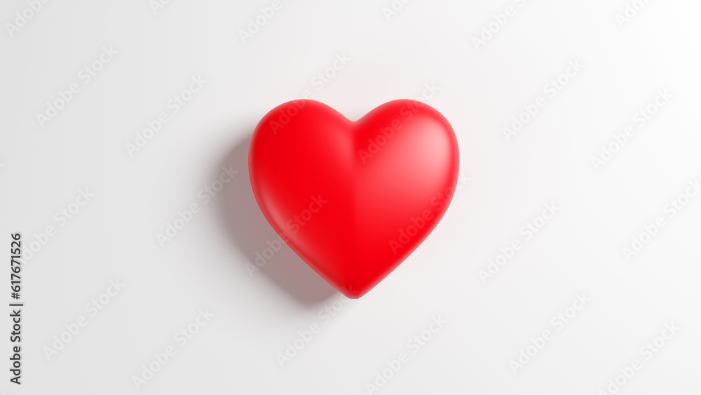 Heart on white background 3D render