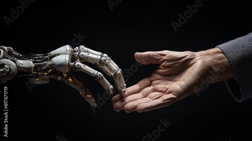 A 2D illustration featuring a futuristic robotic arm assisting an older person, symbolizing the integration of technology and modern advancements in the aging process. | generative ai