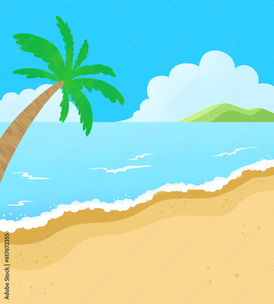 summer beach landscape illustration