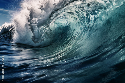 Waves at the surface of water in the daylight created with generative AI technology