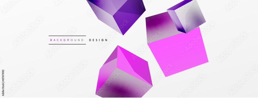 3d cubes vector abstract background. Composition of 3d square shaped basic geometric elements. Trendy techno business template for wallpaper, banner, background or landing 3d cubes vector abstract background. Composition of 3d square shaped basic geometric elements. Trendy techno business template for wallpaper, banner, background or landing