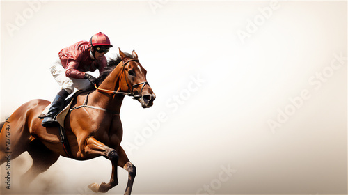 Photographie Horse Racing illustration. Sports, Horse racers. Ai generative.