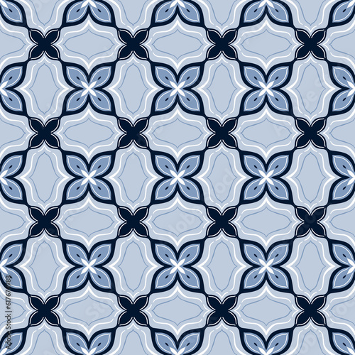 Blue seamless pattern, digital paper tiles. Morrocan, azulejos, mediterranean, portuguese pattern tiles.