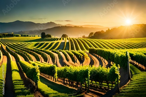 vineyard at sunset