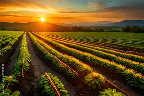 sunset over the field