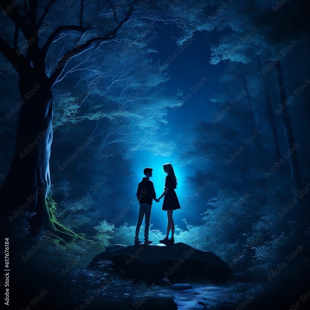 Teenage Boy and Girl in the Forest