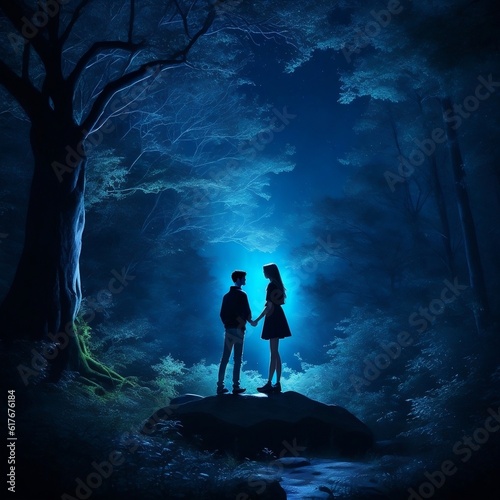 Teenage Boy and Girl in the Forest
