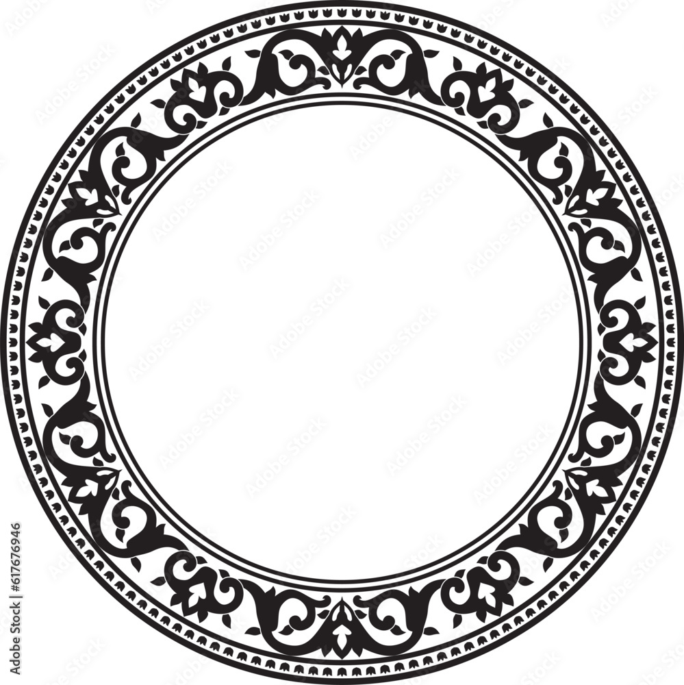 Vector monochrome black round turkish ornament. Endless ottoman national border, frame.. Vector monochrome black round turkish ornament. Endless ottoman national border, frame..