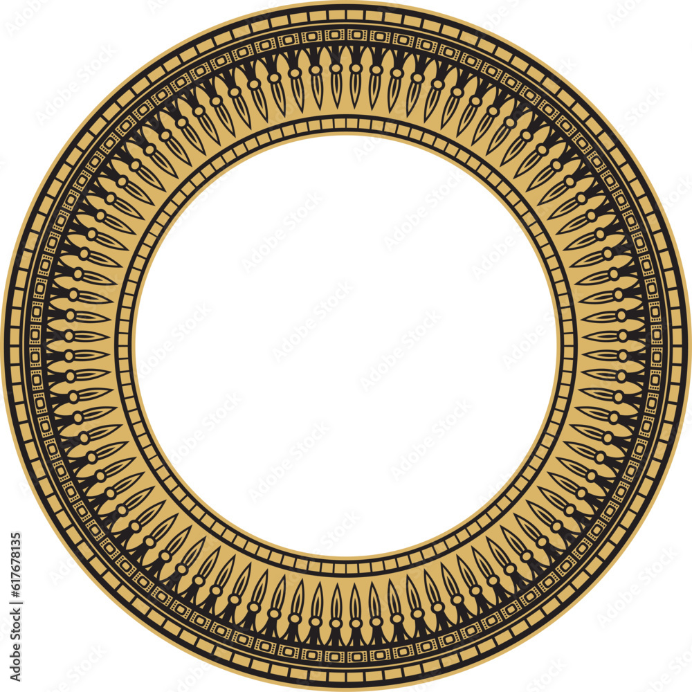 Vector golden round ornament of ancient Egypt. Circle Border, frame in pyramids.. Vector golden round ornament of ancient Egypt. Circle Border, frame in pyramids..