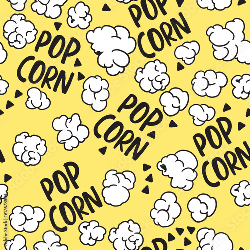Retro Tasty Popcorn Party Snack Vector Graphic Seamless Pattern