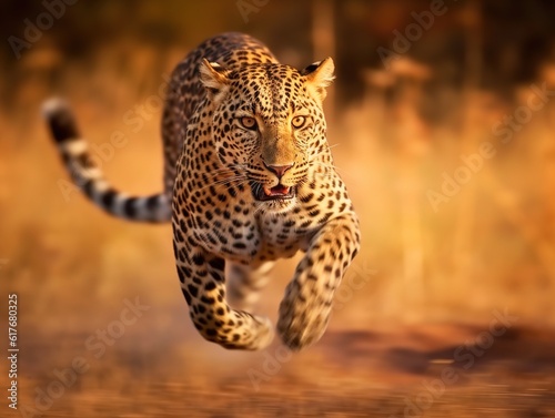 Action photo of a Leopard(Generative AI)