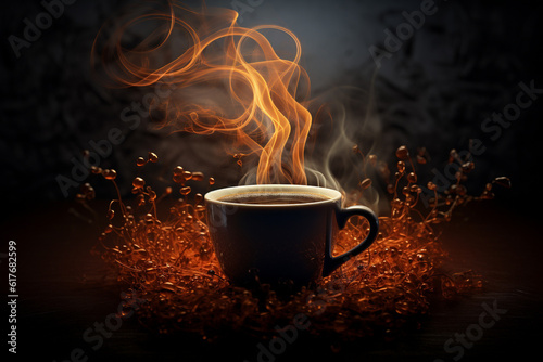 Coffee drinking ritual, bean roasting, a drink made from roasted and ground bush, Exquisite drink, energizer, creative, morning breakfast, enjoyment and sophistication, Invigorating tart beverage. photo