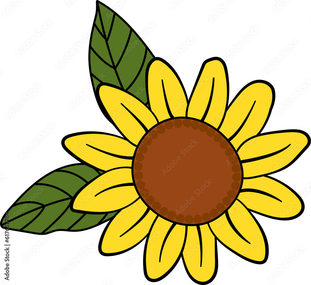 Sunflower on a white isolated background. Cartoon style. Sunflower on a white isolated background. Cartoon style.