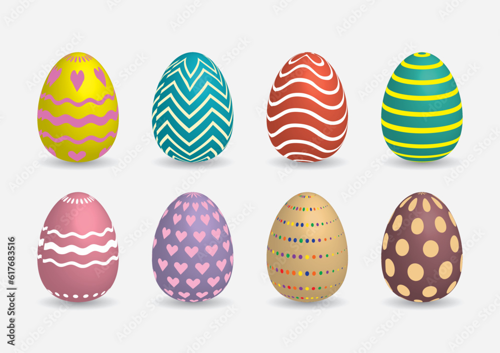 set of colorful easter eggs