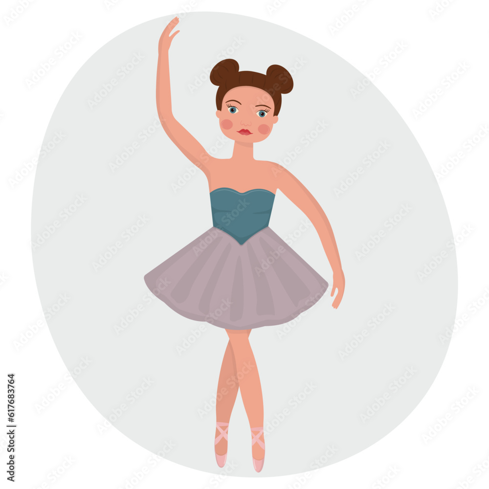 А ballerina doll. A girl in a tutu and pointe shoes is dancing. Vector illustration. А ballerina doll. A girl in a tutu and pointe shoes is dancing. Vector illustration.