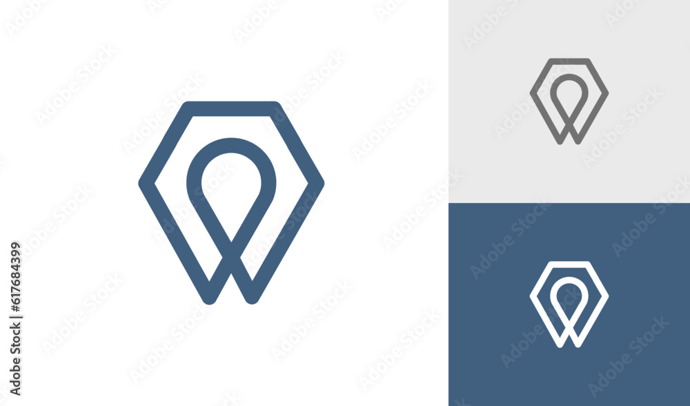 Monoline diamond logo design vector Monoline diamond logo design vector
