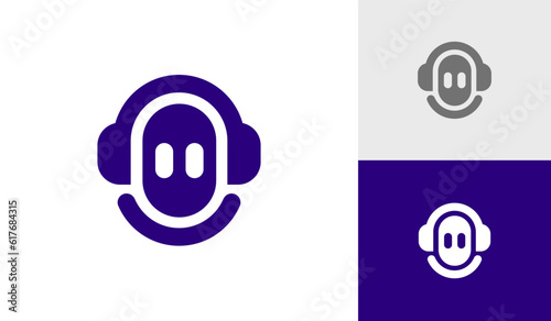 Smile podcast with headphone logo design