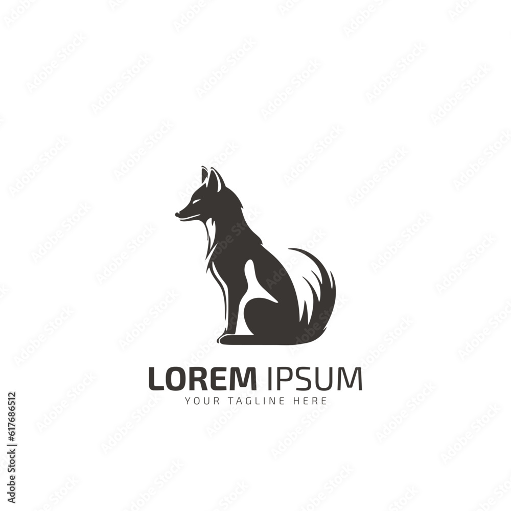 fox logo, icon, emblem, illustration in a minimalist style
