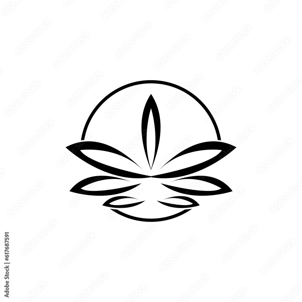 CBD Cannabis Marijuana Pot Hemp Leaf with Line Art CBD Cannabis Marijuana Pot Hemp Leaf with Line Art