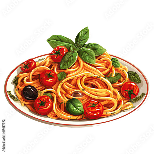 Delicious Pasta Clipart. Tasty Cartoon Illustration of Traditional Italian Noodles. Generative AI