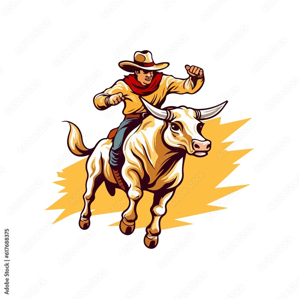 Cowboy rodeo ride bull western illustration Cowboy rodeo ride bull western illustration