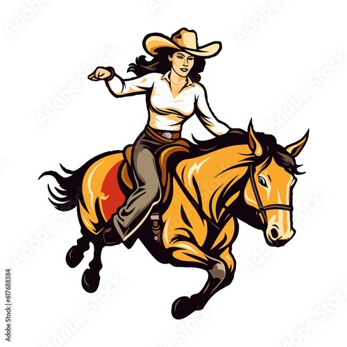 Cowboy rodeo ride bull western illustration