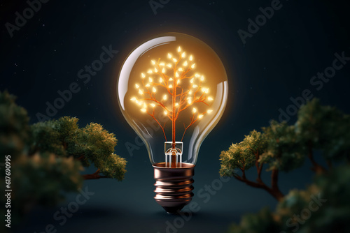 The electric light bulb wtih tree, Generative Ai