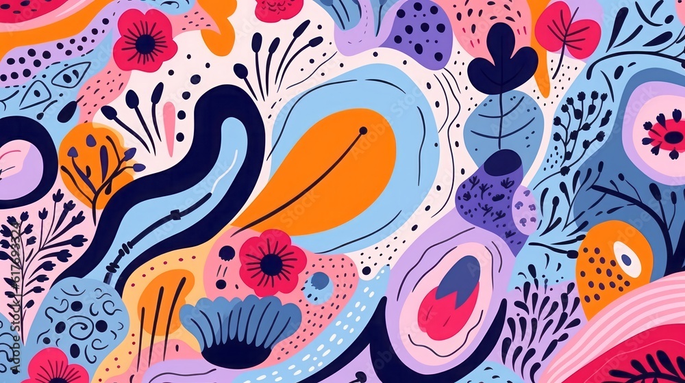 Hand drawn contemporary abstract print. Creative collage seamless pattern. Fashionable template for design.