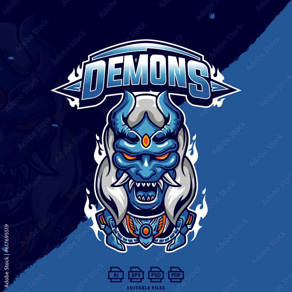Demons mascot logo template, Logo design esport.