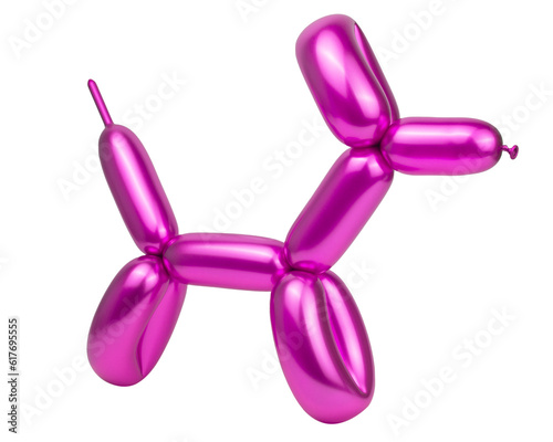 Balloon pink dog party model isolated on the white background