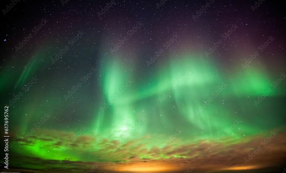 Stunning night sky featuring the Northern Lights. Aurora Borealis in Iceland.