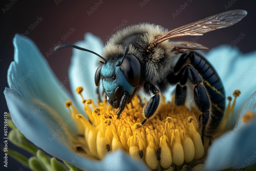a bee that is sitting on top of a flower in the middle of a picture a bee that is sitting on top of a flower in the middle of a picture