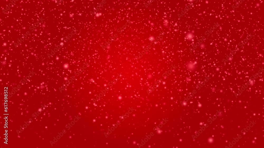 Animation of shiny snowflakes falling against a red background