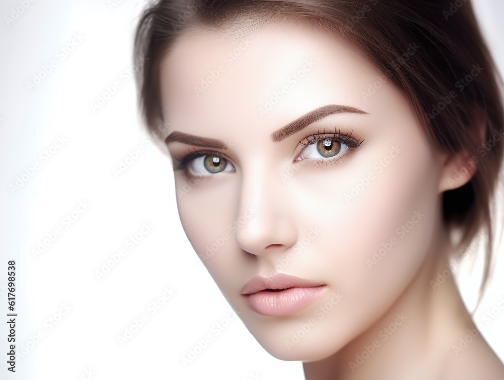 Adorable brunette young female model portrait studio photography for beauty marketing illustration. Generative Ai Adorable brunette young female model portrait studio photography for beauty marketing illustration. Generative Ai