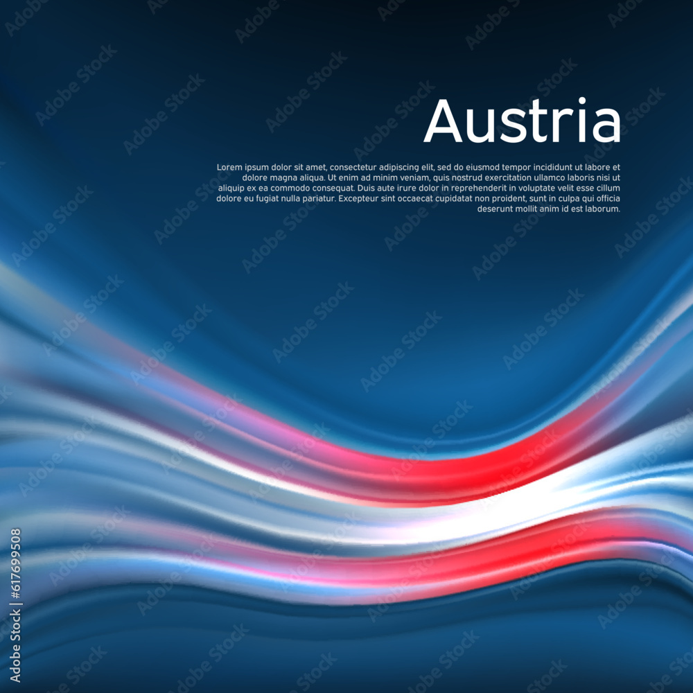 Austria flag background. Abstract austrian flag in the blue sky. National holiday card design. Business brochure design. State banner, austria poster, patriotic cover, flyer. Vector illustration Austria flag background. Abstract austrian flag in the blue sky. National holiday card design. Business brochure design. State banner, austria poster, patriotic cover, flyer. Vector illustration