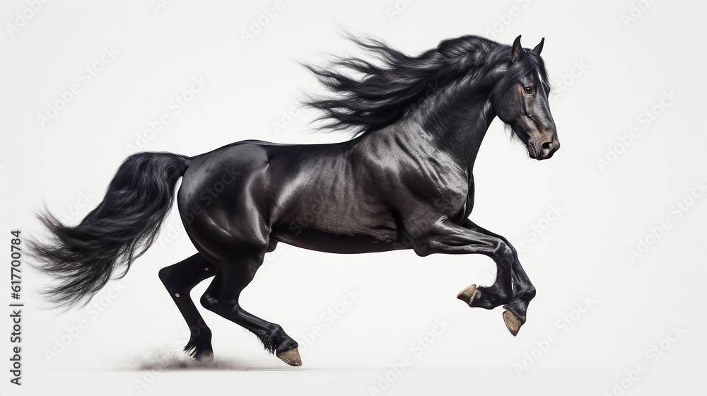 Horse in white background. AI generative