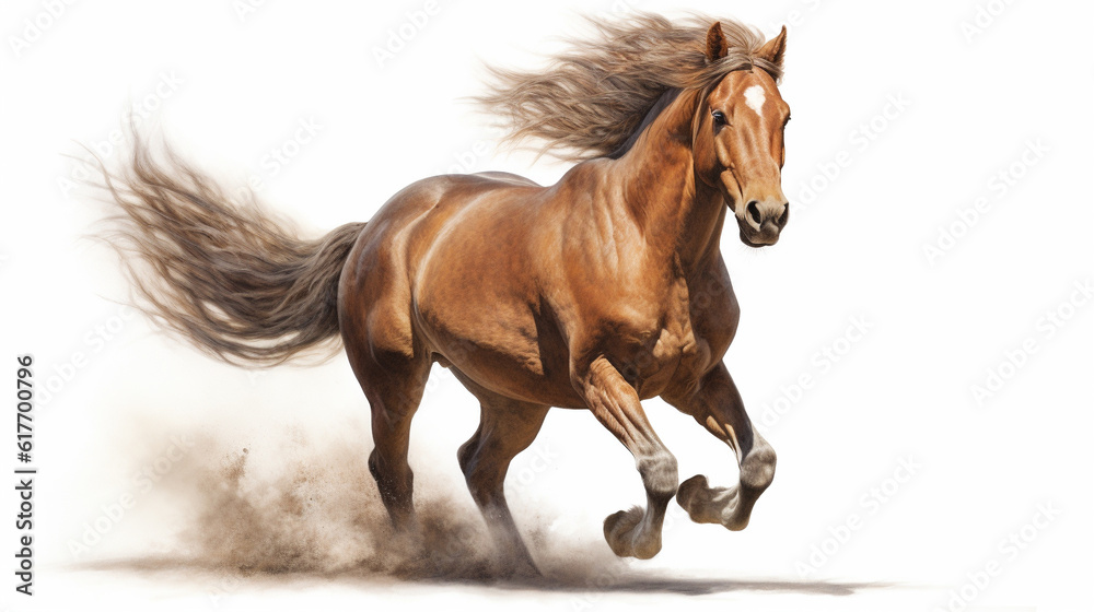Fototapeta premium Horse in white background. AI generative