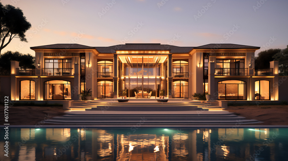 Luxury mansion estate which is a residential house building with a ...