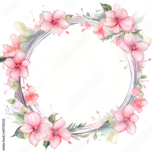 Floral watercolor frame. Illustration AI Generative.