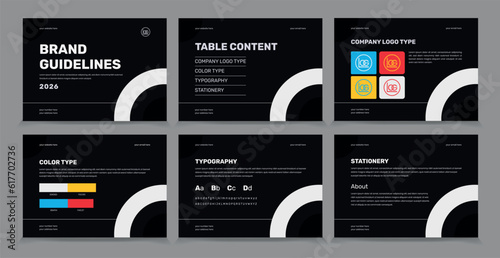 Brand Guidelines identity Template, Simple style and modern Brand Guidelines, Brand identity Template.